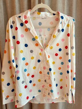 Multicolor Polka Dot V-neck Blouse- Shein- Medium
